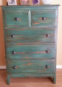 Dresser after painting and distressing furniture project